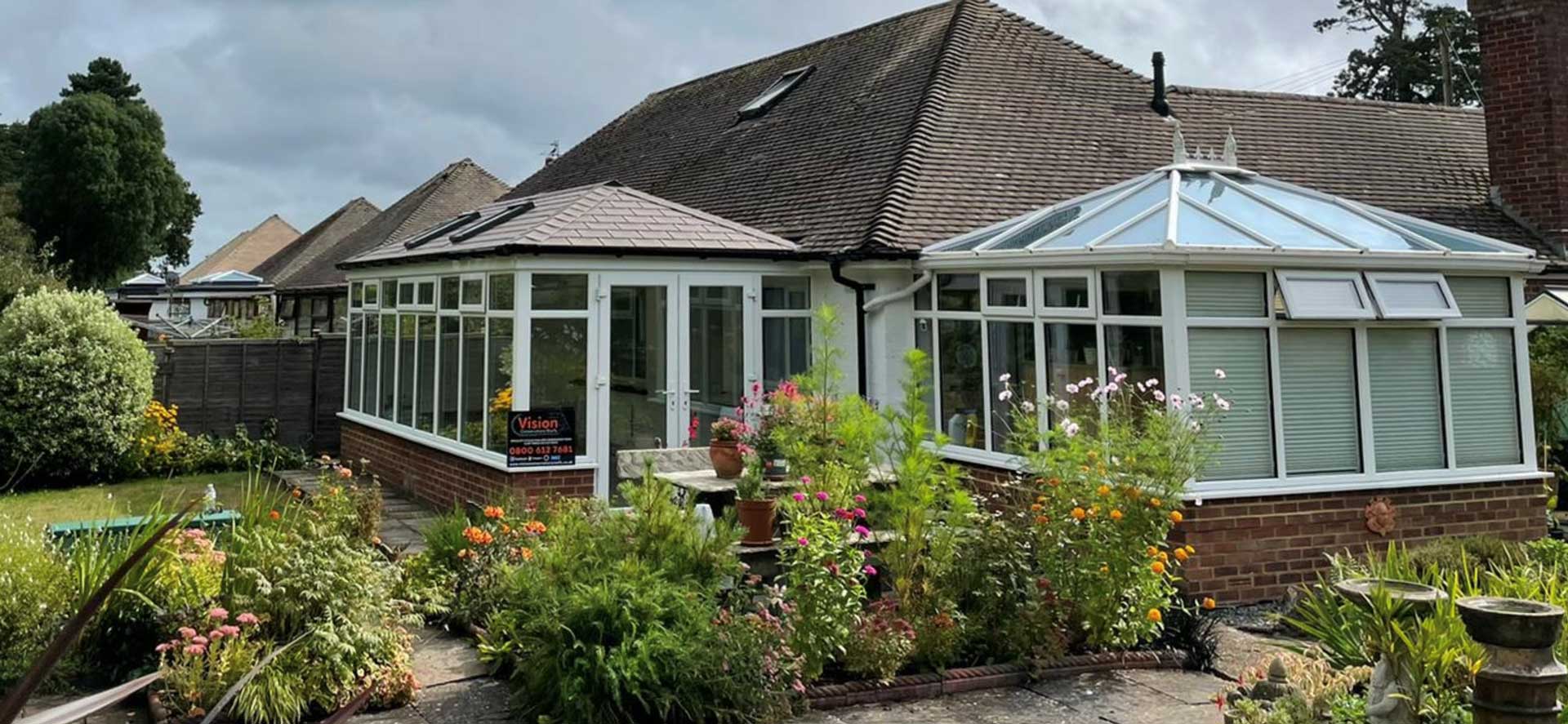 A beautiful double conservatory roof build on a cottage