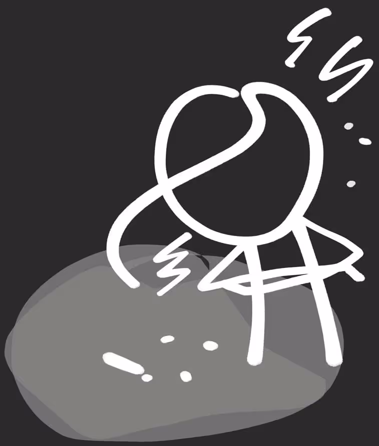 monotone Illustration einer Person mit verschränkten Armen