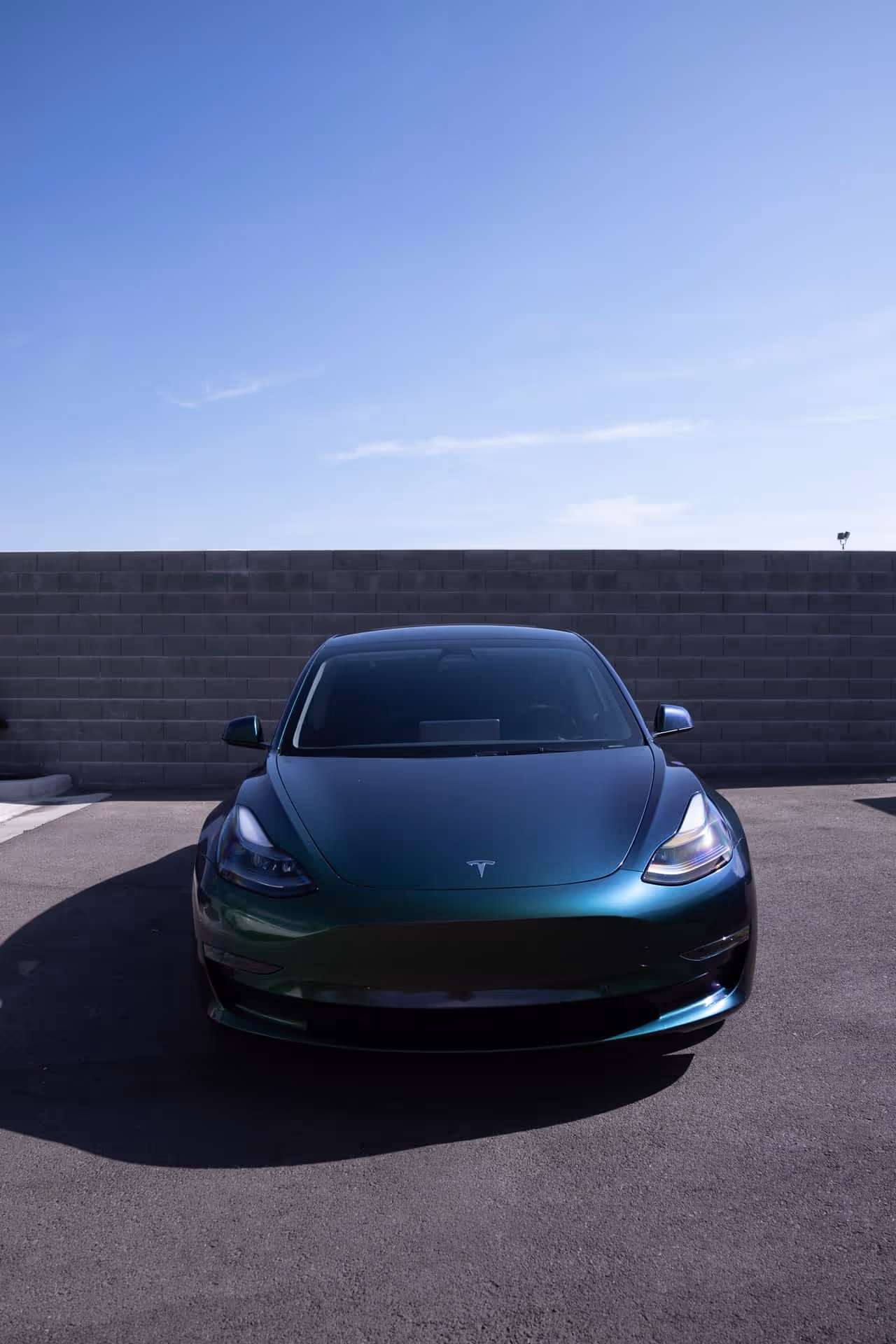 Tesla Model S outside in the sun