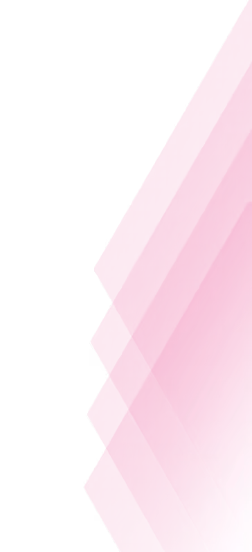 Layered translucent pink geometric shapes forming a gradient pattern on a white background.