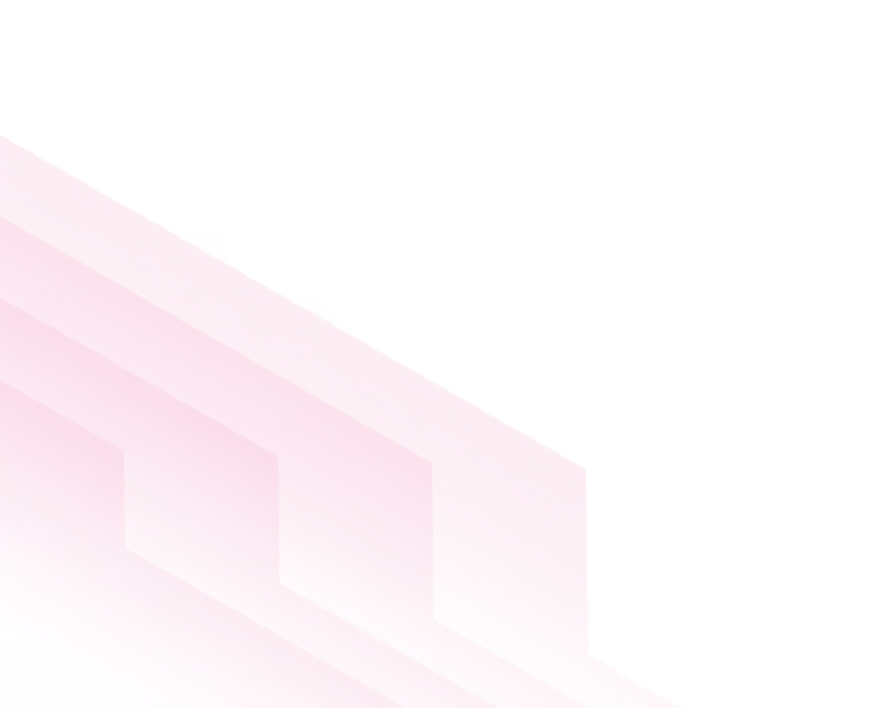 Abstract geometric pattern with layered, translucent pink rectangles fading into white on a black background.