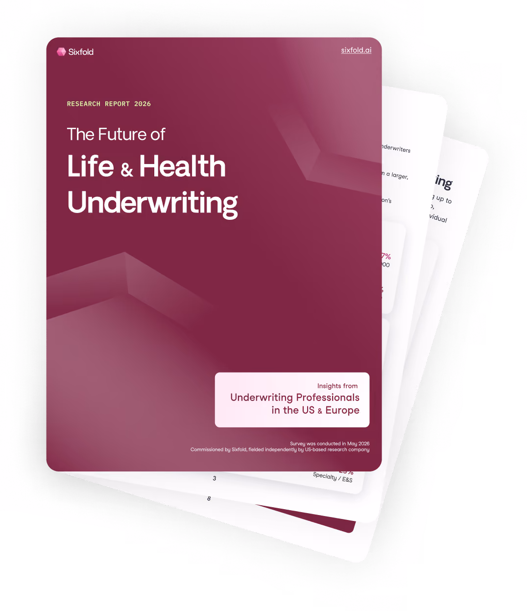 Cover of research report titled The Future of Life & Health Underwriting, insights from US and Europe.