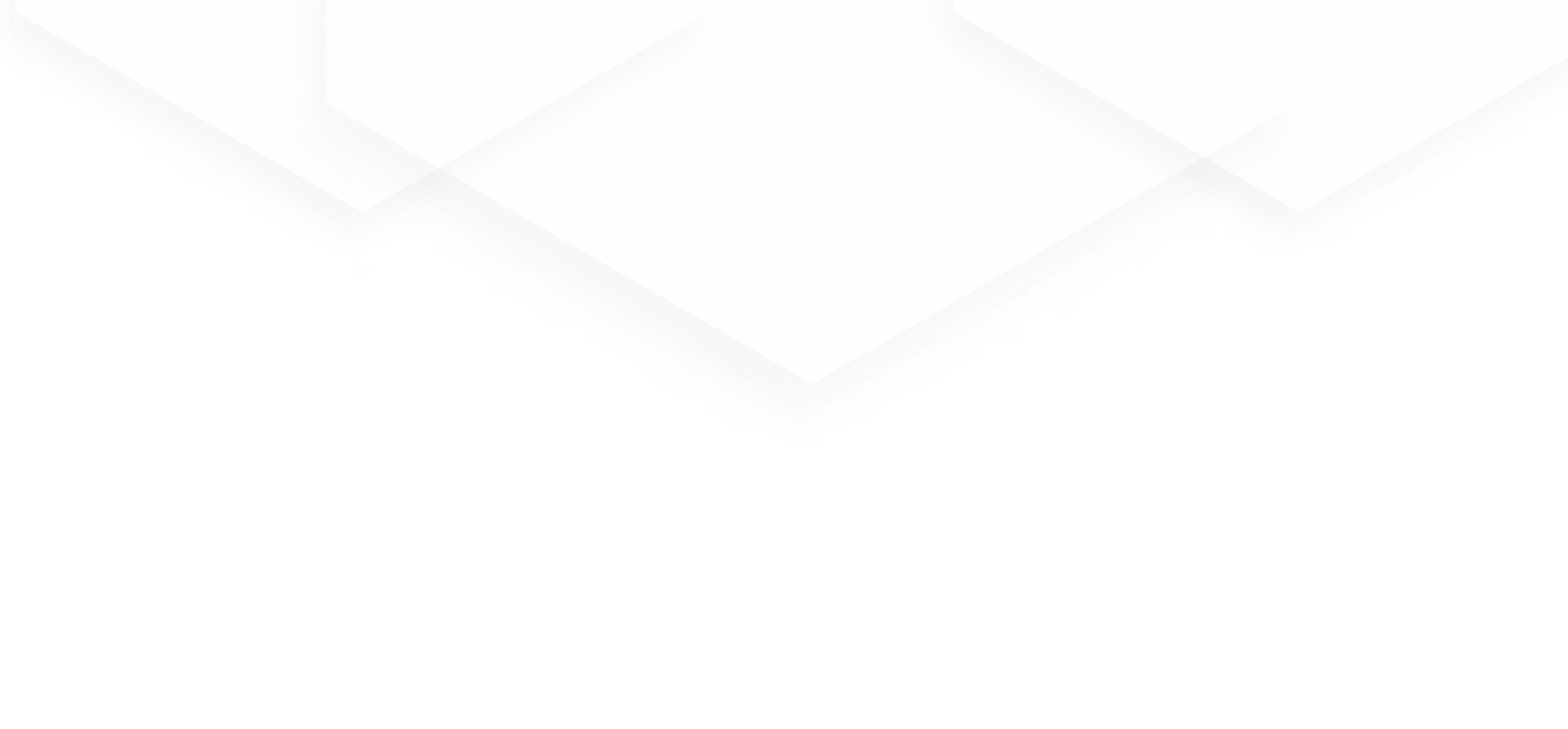 Abstract overlapping translucent hexagonal shapes on a white and black gradient background.