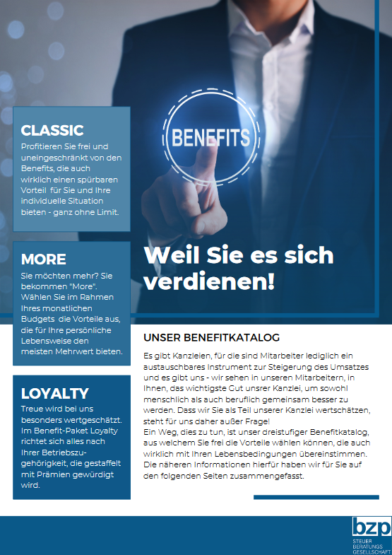 Grafik mit Mann im Anzug und Text „Was wir für dich tun“