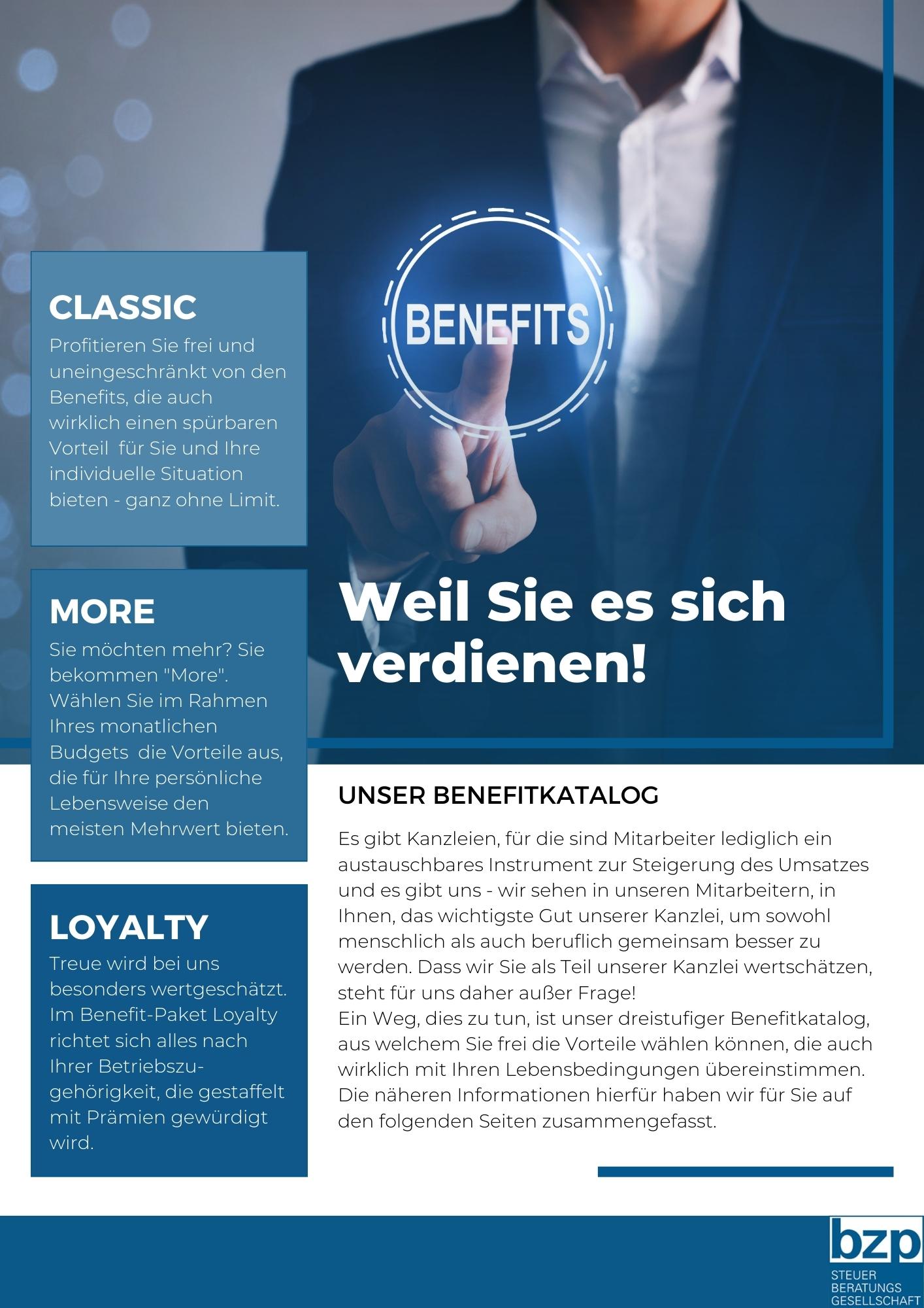 Grafik mit Text „Was wir für dich tun“ – Mitarbeitervorteile