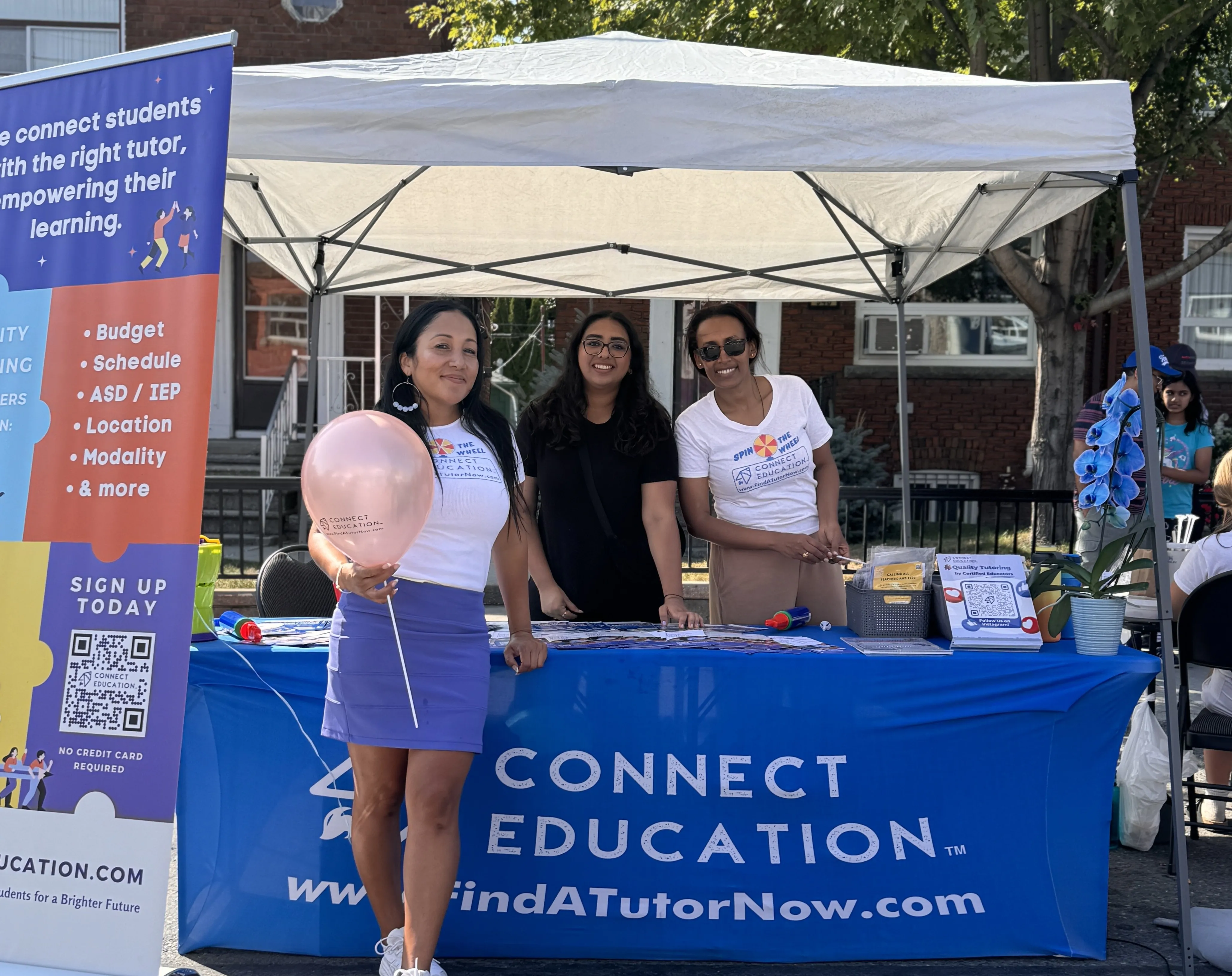 The Connect Education table at the Pape Village Block Party