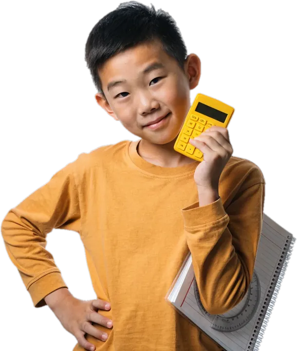 Student holding a calculator, ready for a math tutoring lesson