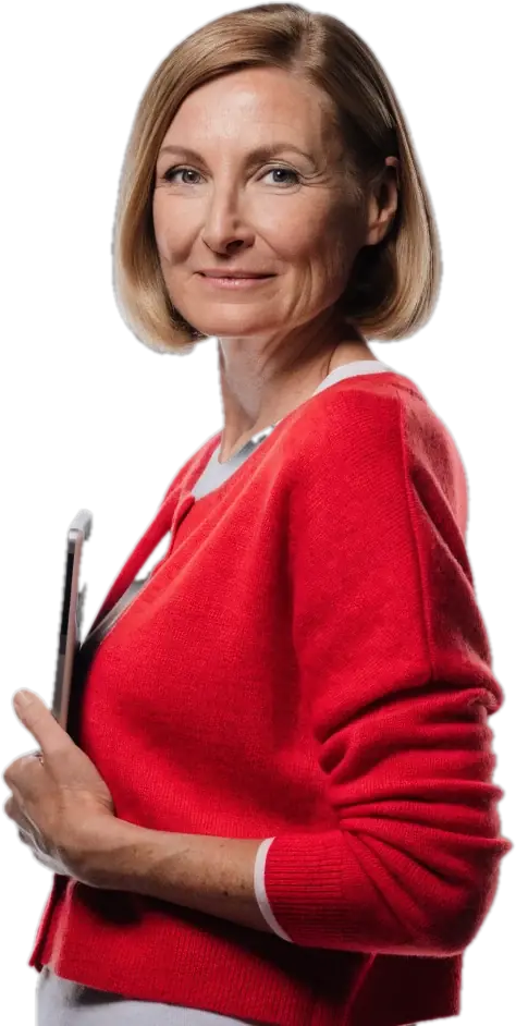 HR leader holding a tablet, ready to answer employer questions