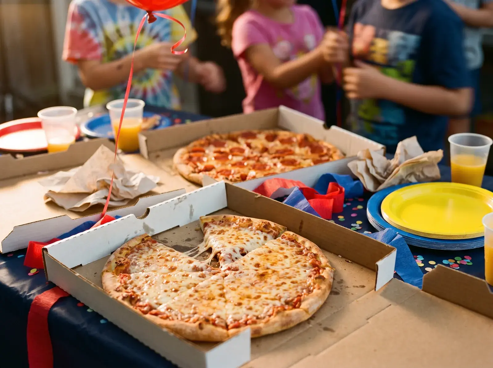Pizza laid out for elementary students at the H4 Invitational mentorship event
