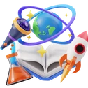 An astronaut in a rocket symbolizing STEM (Science, Technology, Engineering, and Math) subjects.