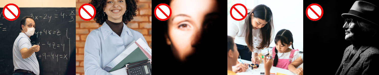 Photos with distracting elements like masks, unclear lighting, cropped faces, or group settings. These images either obscure the individual or include other people, making them unsuitable for professional profile use.