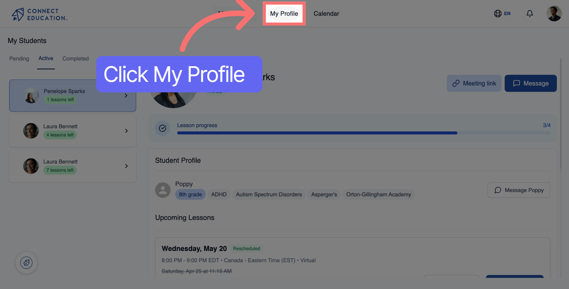 Step 2: Open Profile Sharing Options