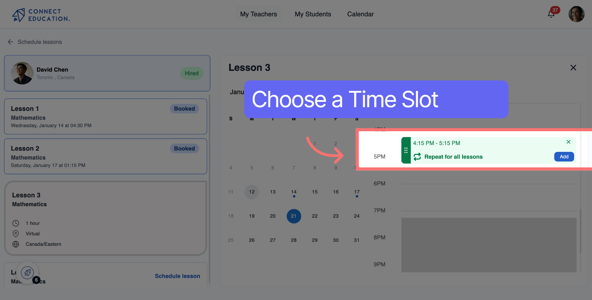 Select Lesson Time