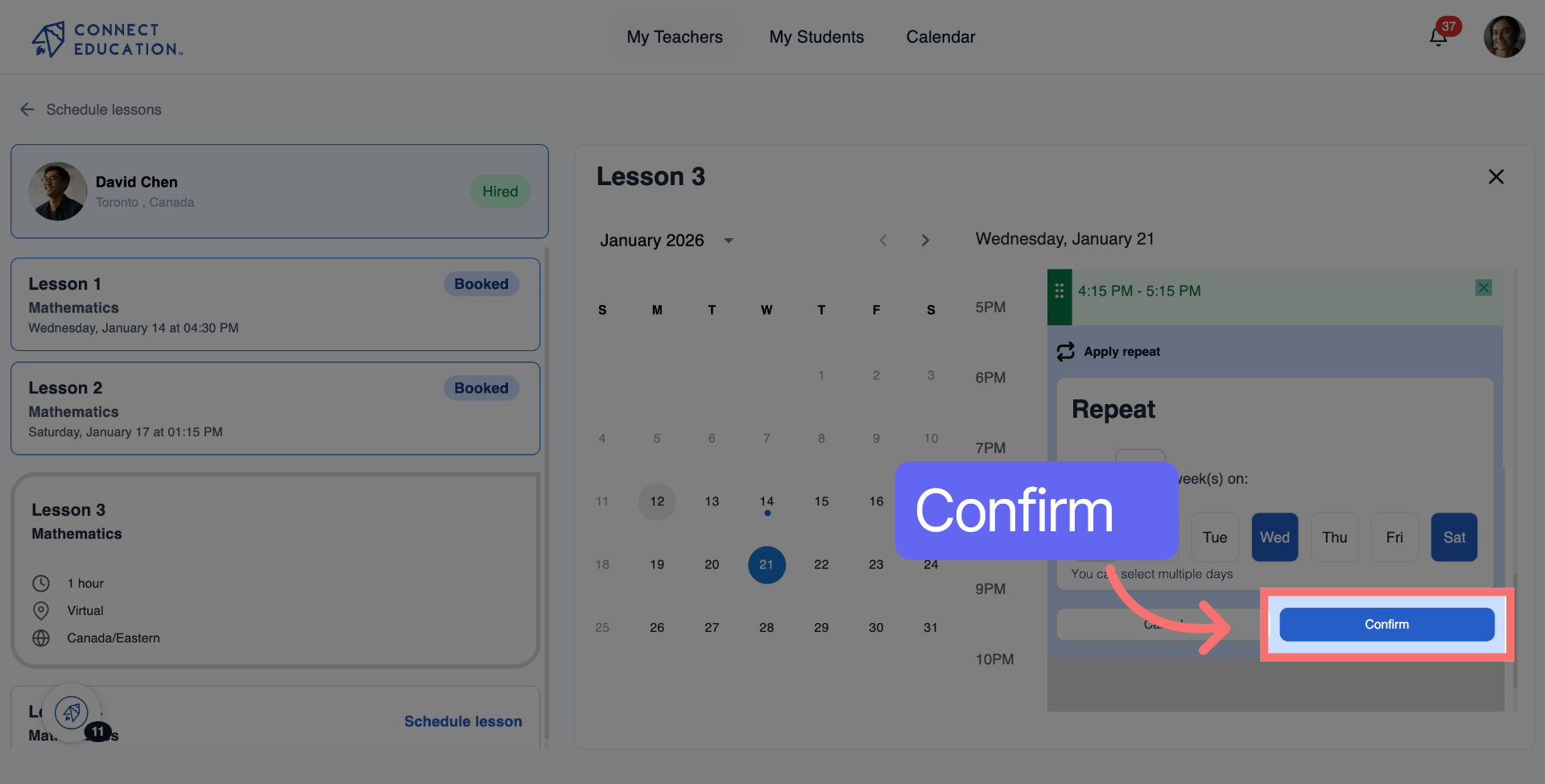 Confirm Scheduling Details