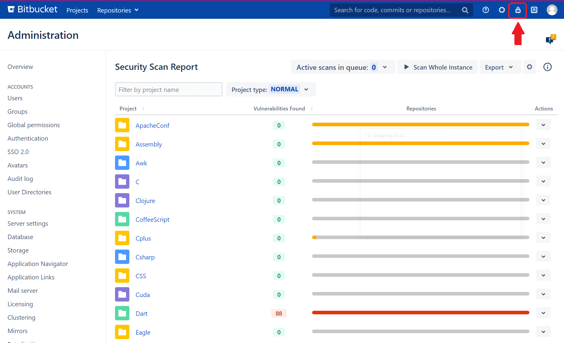 Access Icon to Bitbucket Secret Scanning