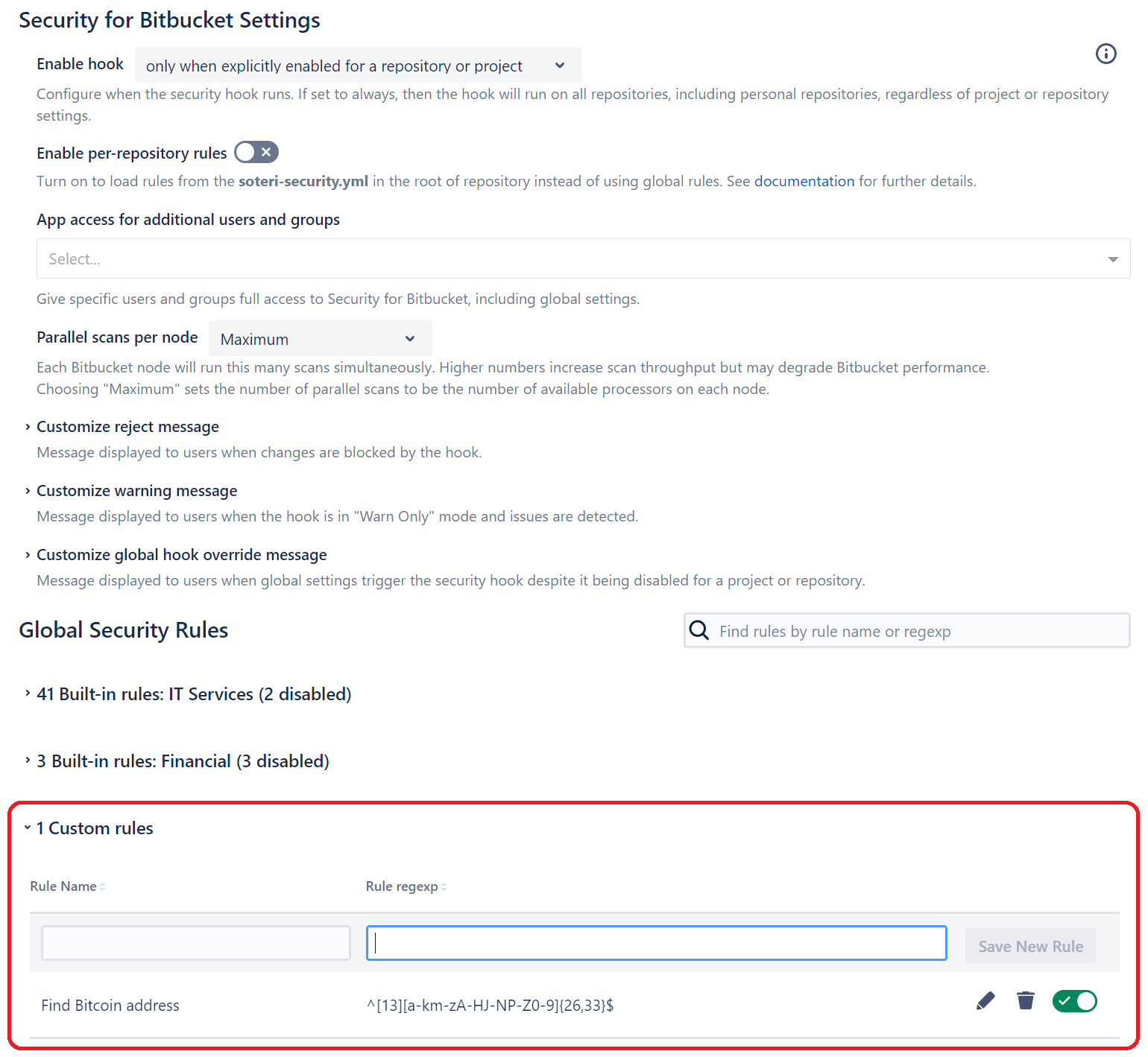 Bitbucket Secret Scanning Custom Rules