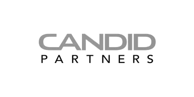 Candid Partners company logo with stylized text in grayscale.