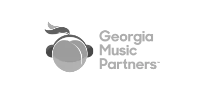 Logo of Georgia Music Partners featuring a stylized orange with a musical note.