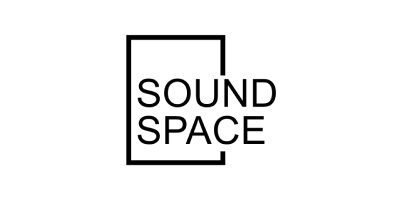 Soundspace company logo in black and white with stylized soundwave design.