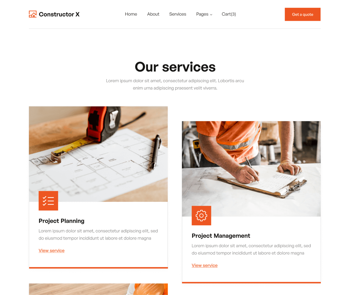 Constructor X - Services page - Construction Webflow Template