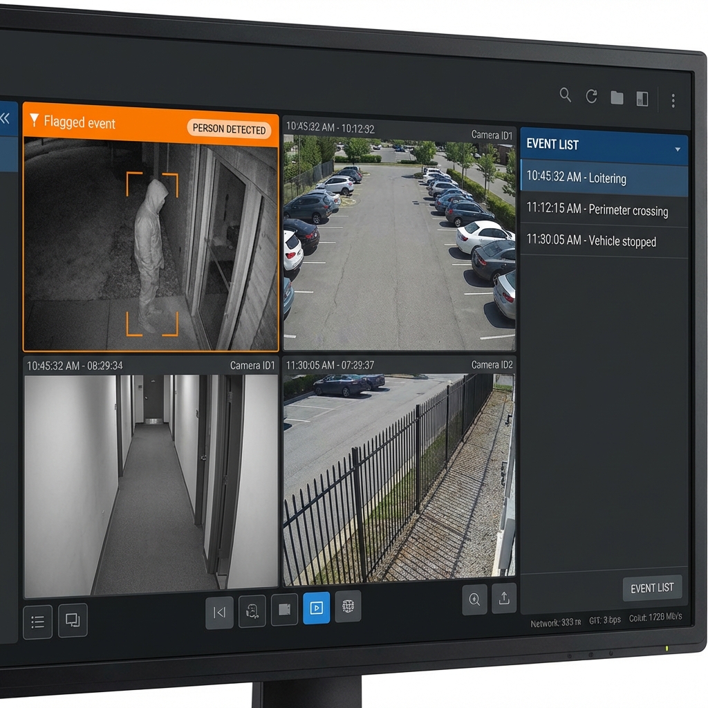 Three rooftop HVAC units installed on a white flat roof next to green trees.