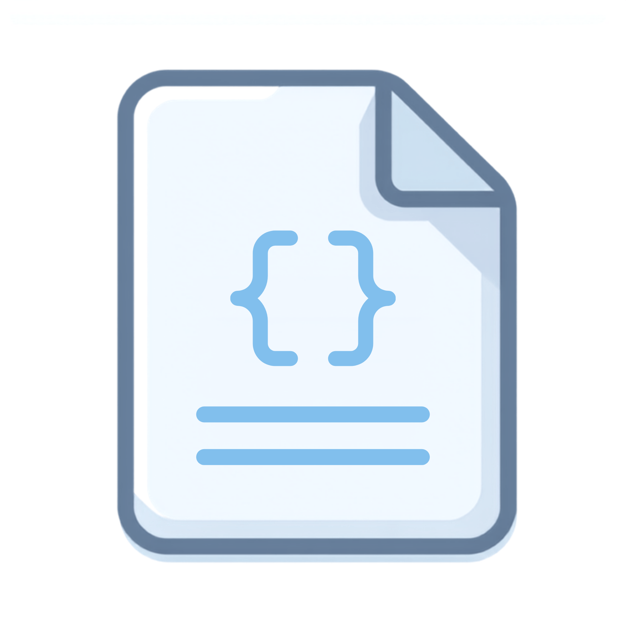 Icon of a document with curly braces symbol representing a code file.