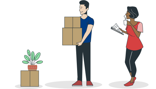 A couple moving some boxes