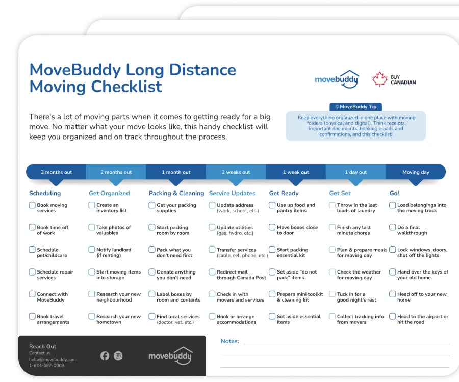 An image of the long distance moving checklist.