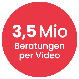 Aufkleber: 3,5 Millionen Beratungen per Video