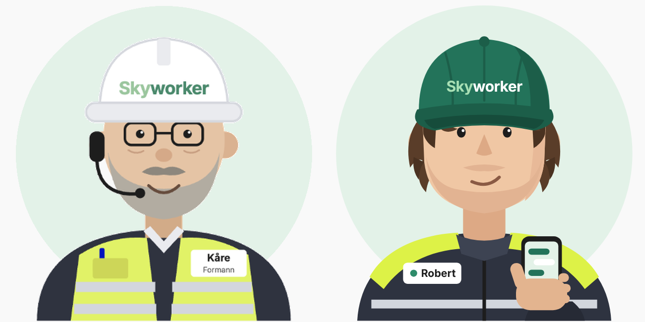 Kåre, den erfarne formannen, og Robert, den unge – Skyworkers to kolleger