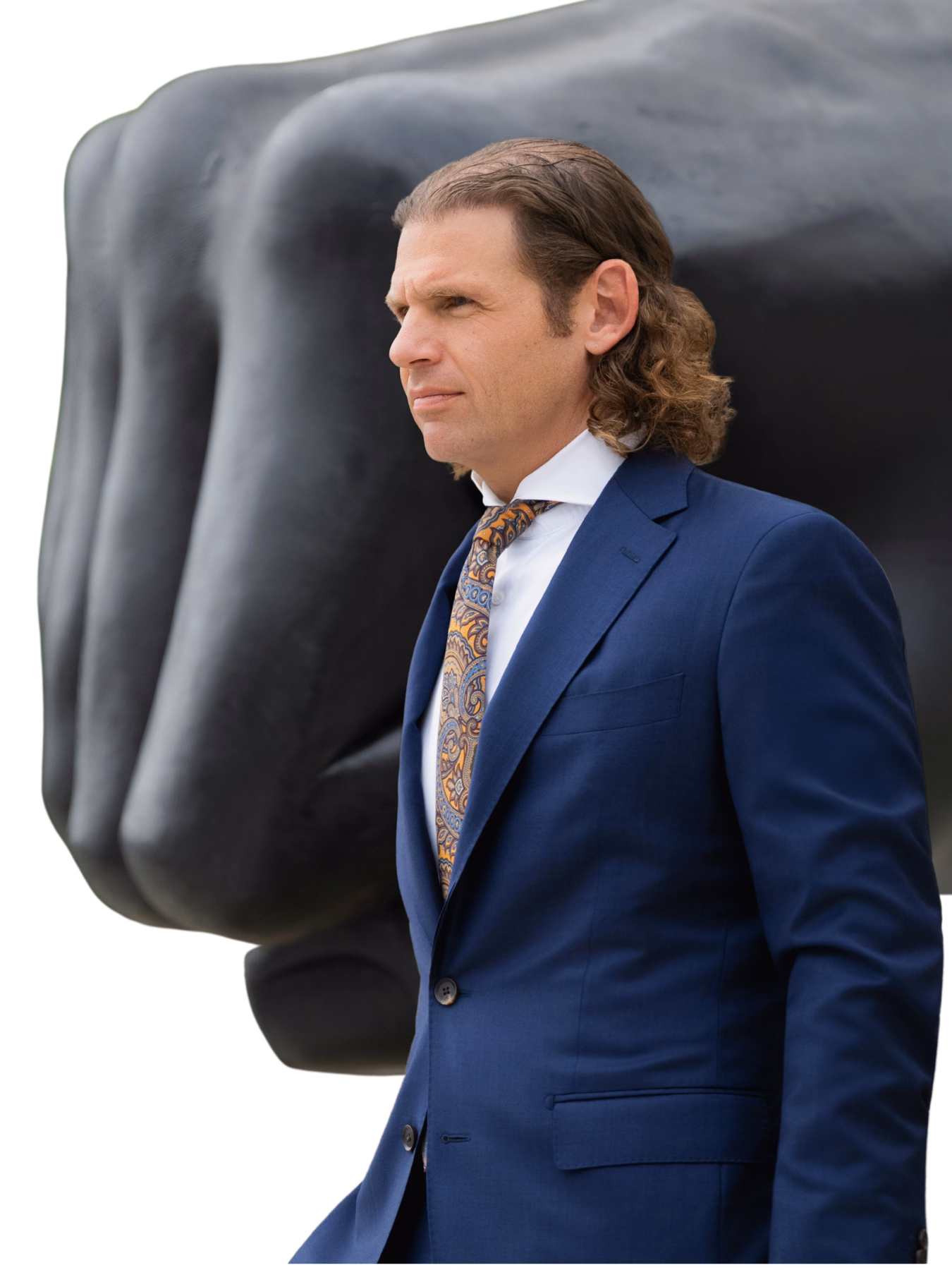 Jon Marko at the Joe Louis fist memorial in Detroit