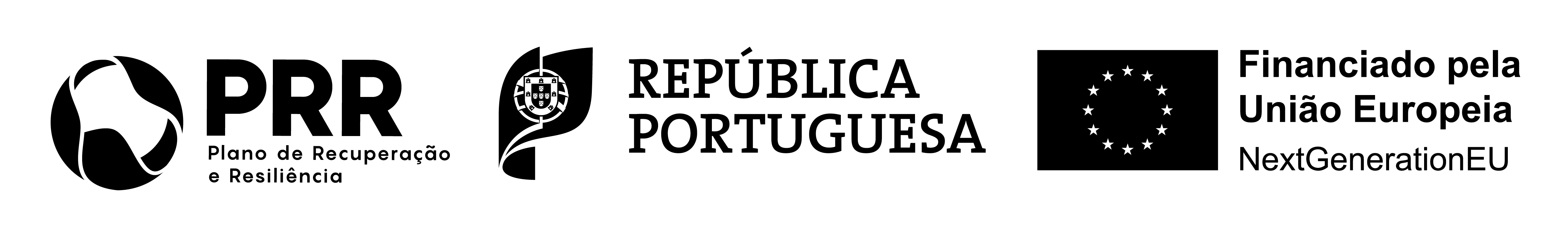 Logos von PRR Plano de Recuperação e Resiliência, República Portuguesa und Financiado pela União Europeia NextGenerationEU