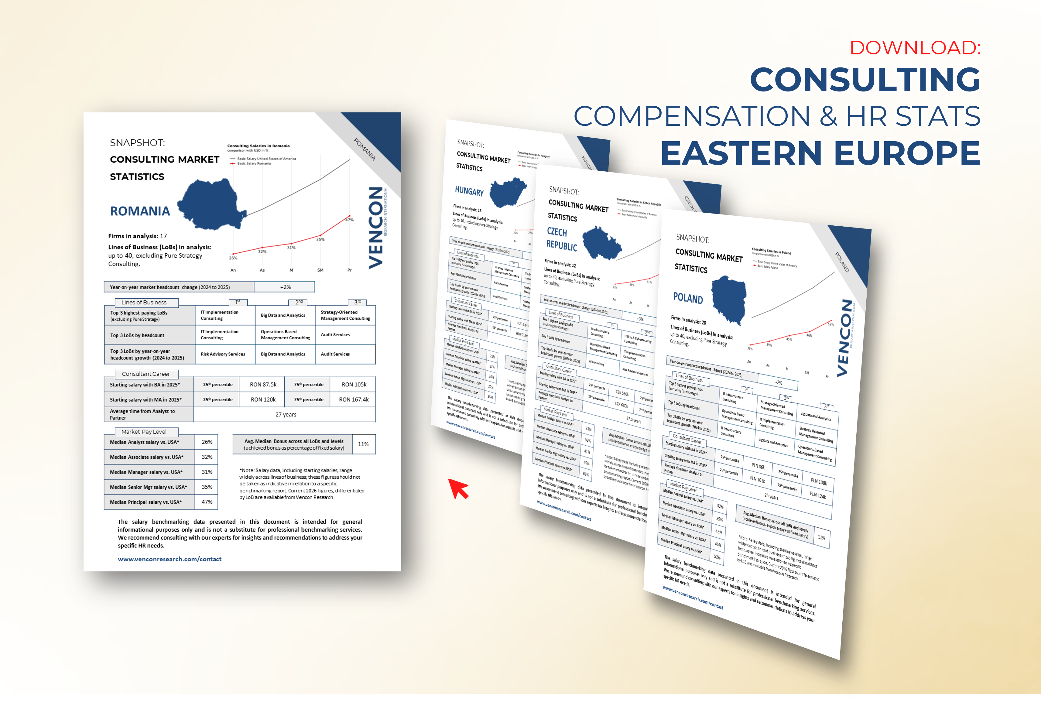 Consulting market statistics for Hungary, Poland, Czech Repulic, and Romania