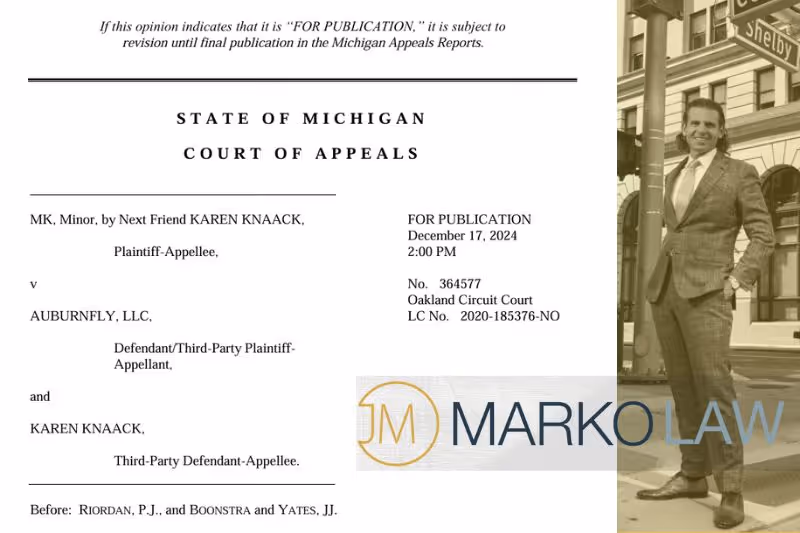 New Michigan Court of Appeals Decision: Major Win in Knaack v. Auburnfly