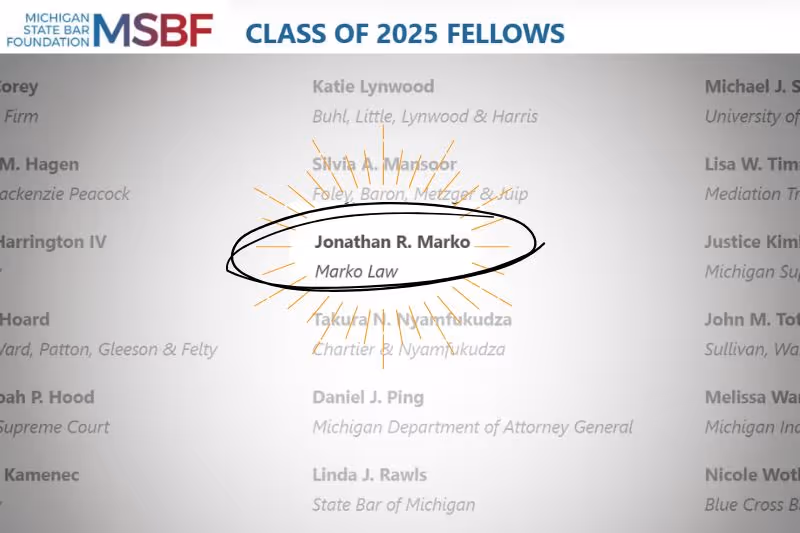 Jon Marko Inducted as Fellow of the Michigan State Bar Foundation