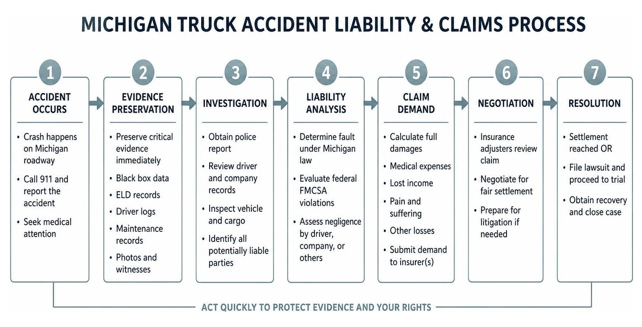 Michigan truck accident liability and claims process flow Michigan truck accident liability and claims process flow
