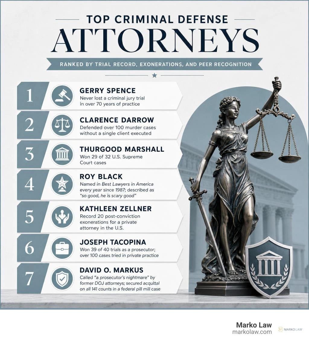 Infographic: Top criminal defense attorneys ranked by trial record, exonerations, and peer recognition infographic Infographic: Top criminal defense attorneys ranked by trial record, exonerations, and peer recognition infographic