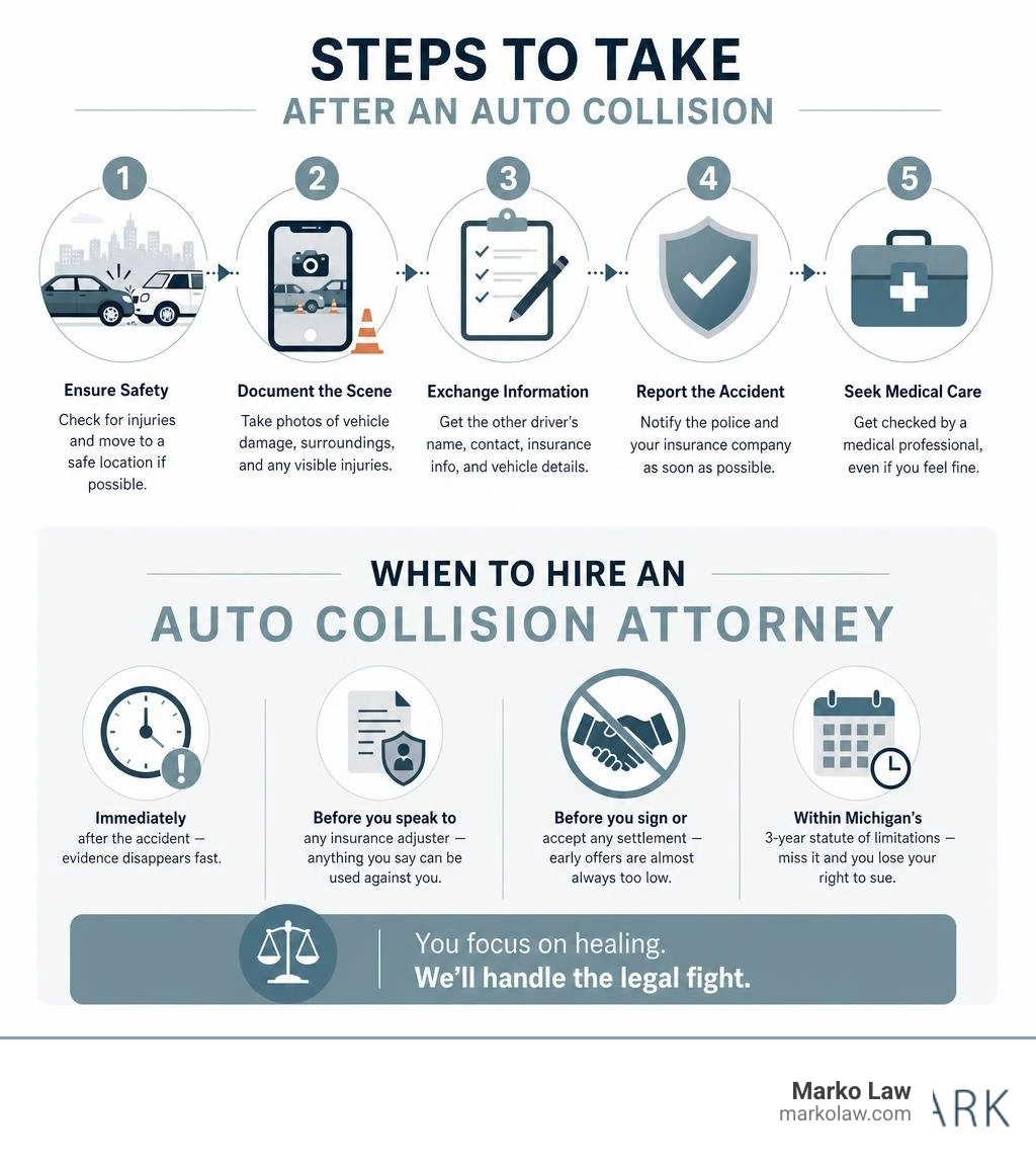steps to take after auto collision and when to hire an auto collision attorney infographic steps to take after auto collision and when to hire an auto collision attorney infographic