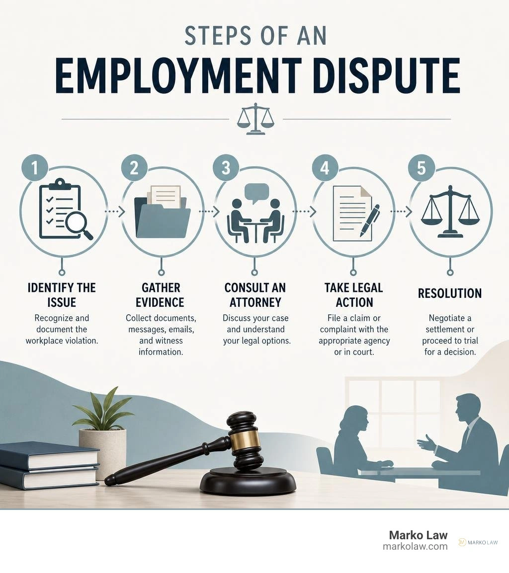 steps of an employment dispute infographic infographic