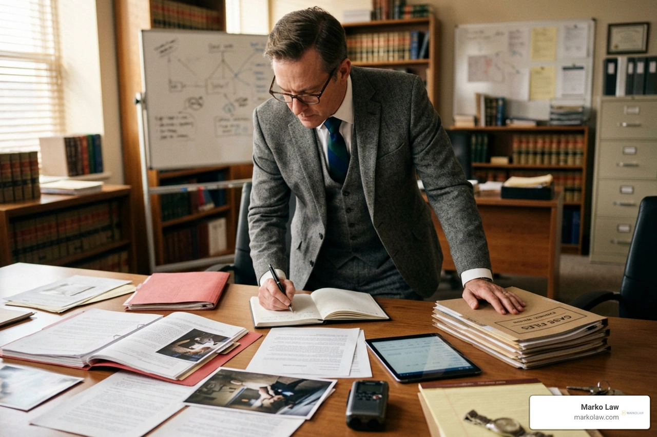 attorney reviewing legal evidence