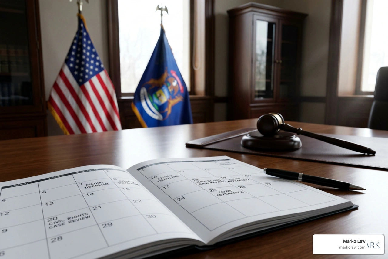 Legal calendar and filing deadlines for Michigan civil rights claims Legal calendar and filing deadlines for Michigan civil rights claims