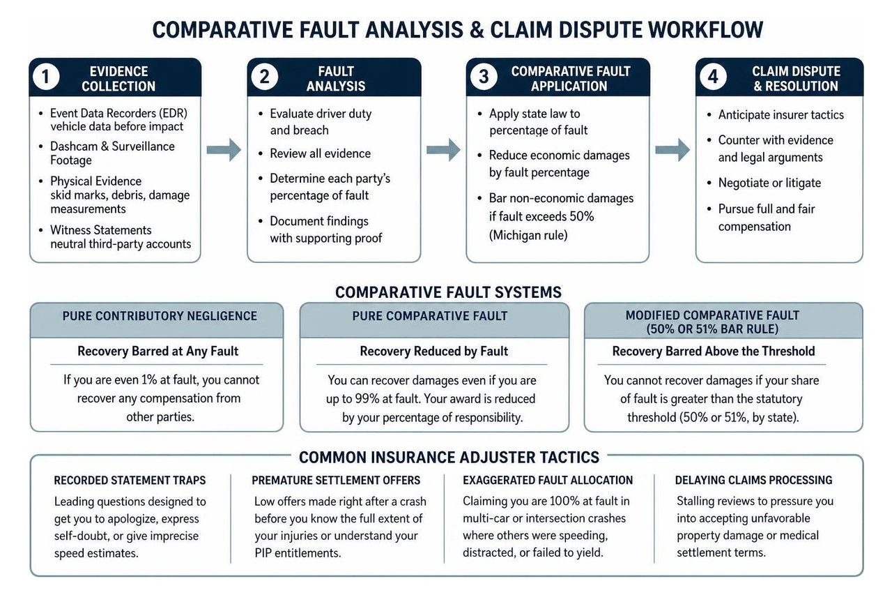 Comparative fault analysis and claim dispute workflow Comparative fault analysis and claim dispute workflow