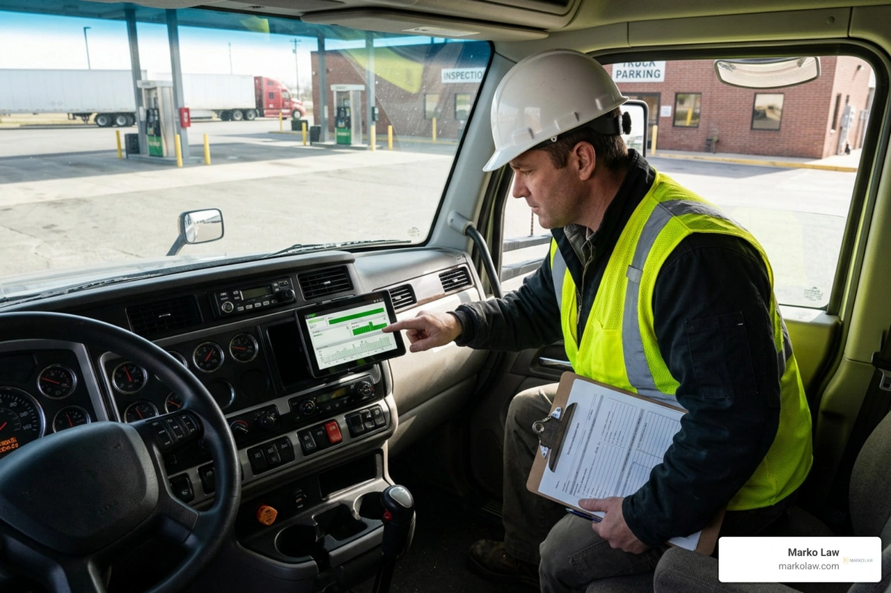 Electronic logging device and truck inspection Electronic logging device and truck inspection
