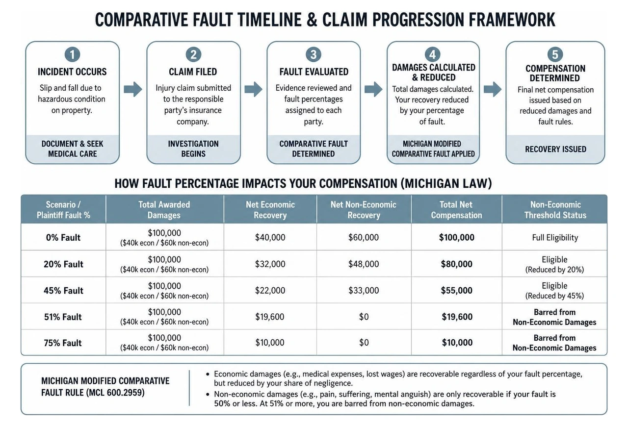 comparative fault timeline and claim progression framework