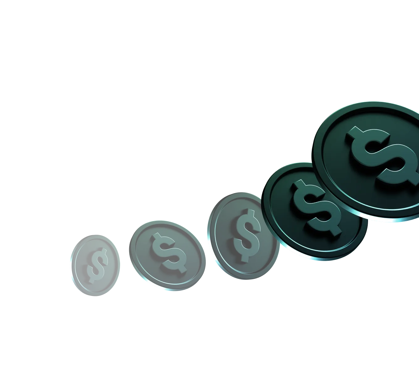 a group of coins with dollar signs
