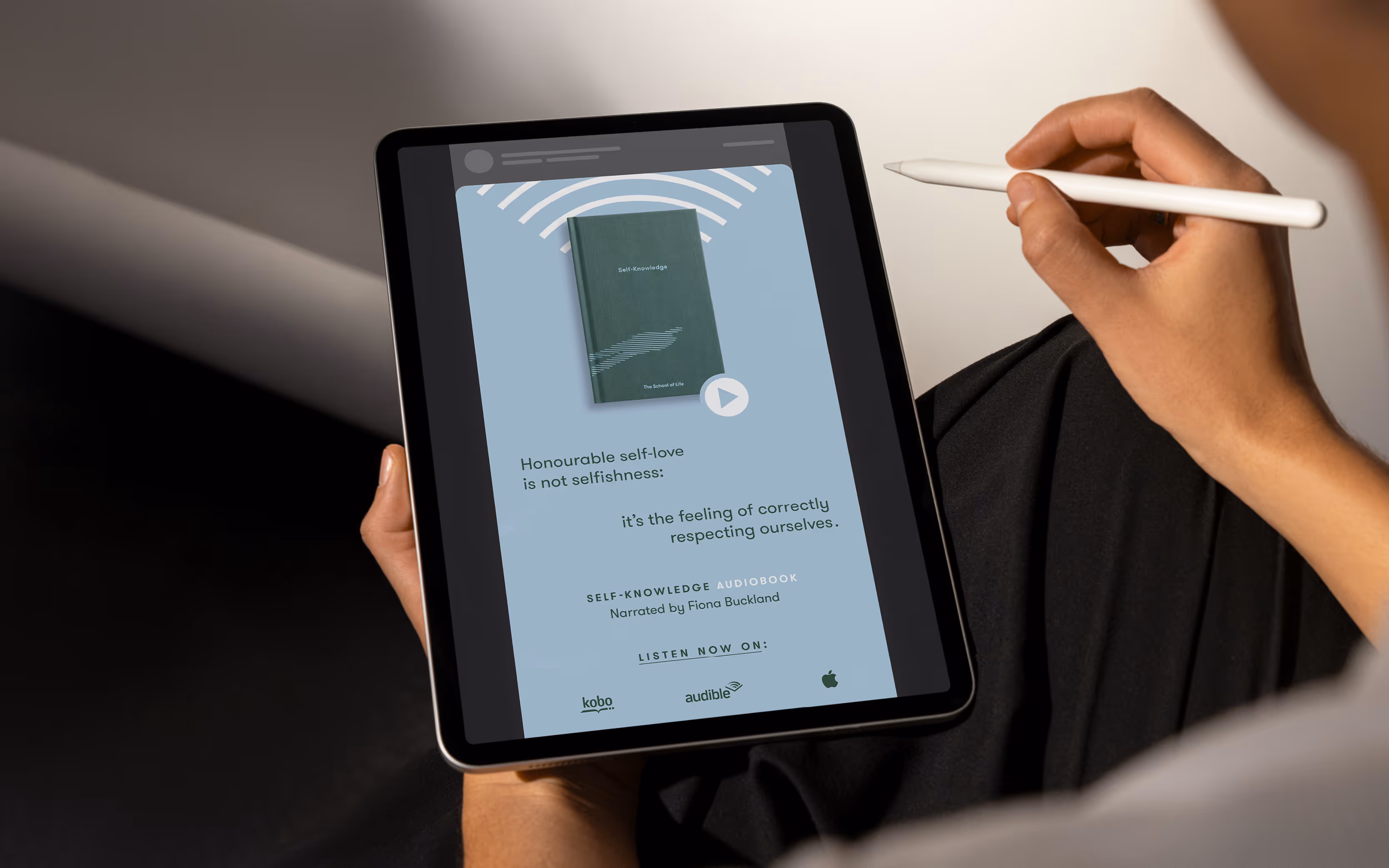 Self-knowledge email mockup on ipad