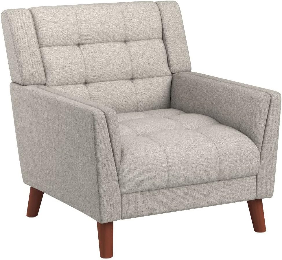 Evelyn - Mid Century Tufted Armchair - Beige