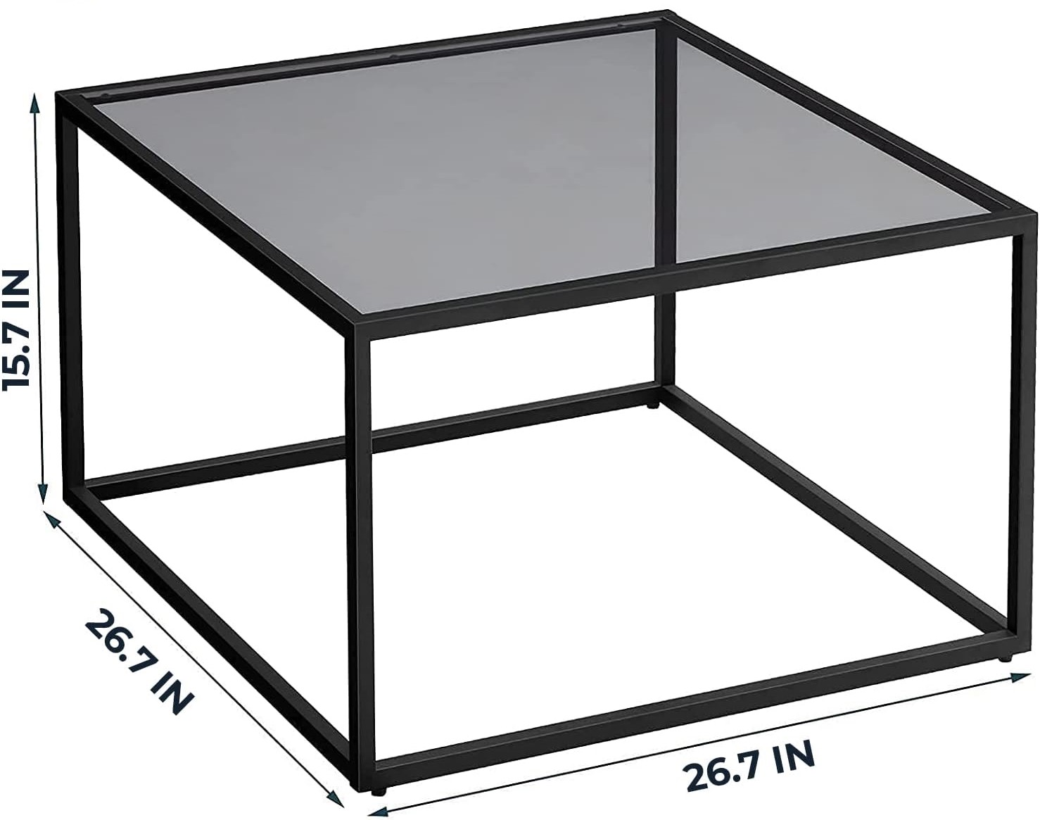 Saygoer - Modern Square Glass Top Coffee Table - Black