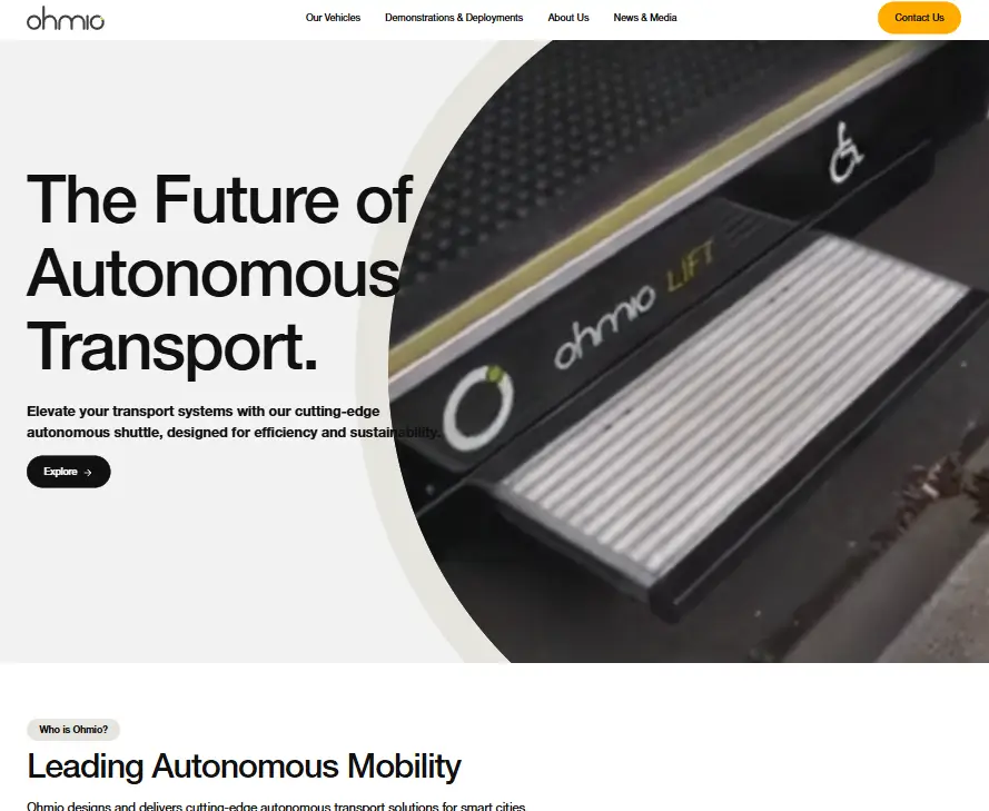 Screenshot of the Ohmio website homepage