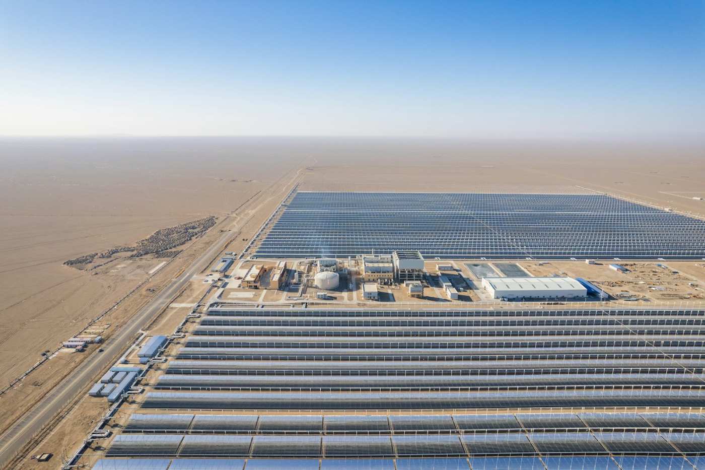 A solar power plant seen from above